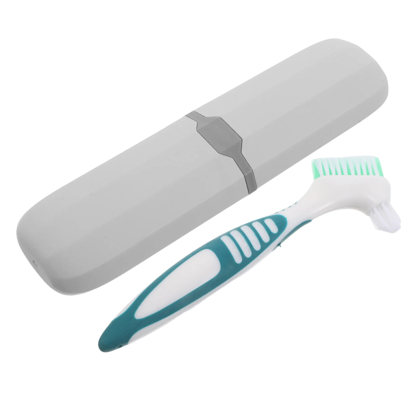

1Set Denture Cleaning Brush Kit Portable Double Sided Dental Cleaning Brushes for False Teeth Retainers Aligners Travel Hygienic