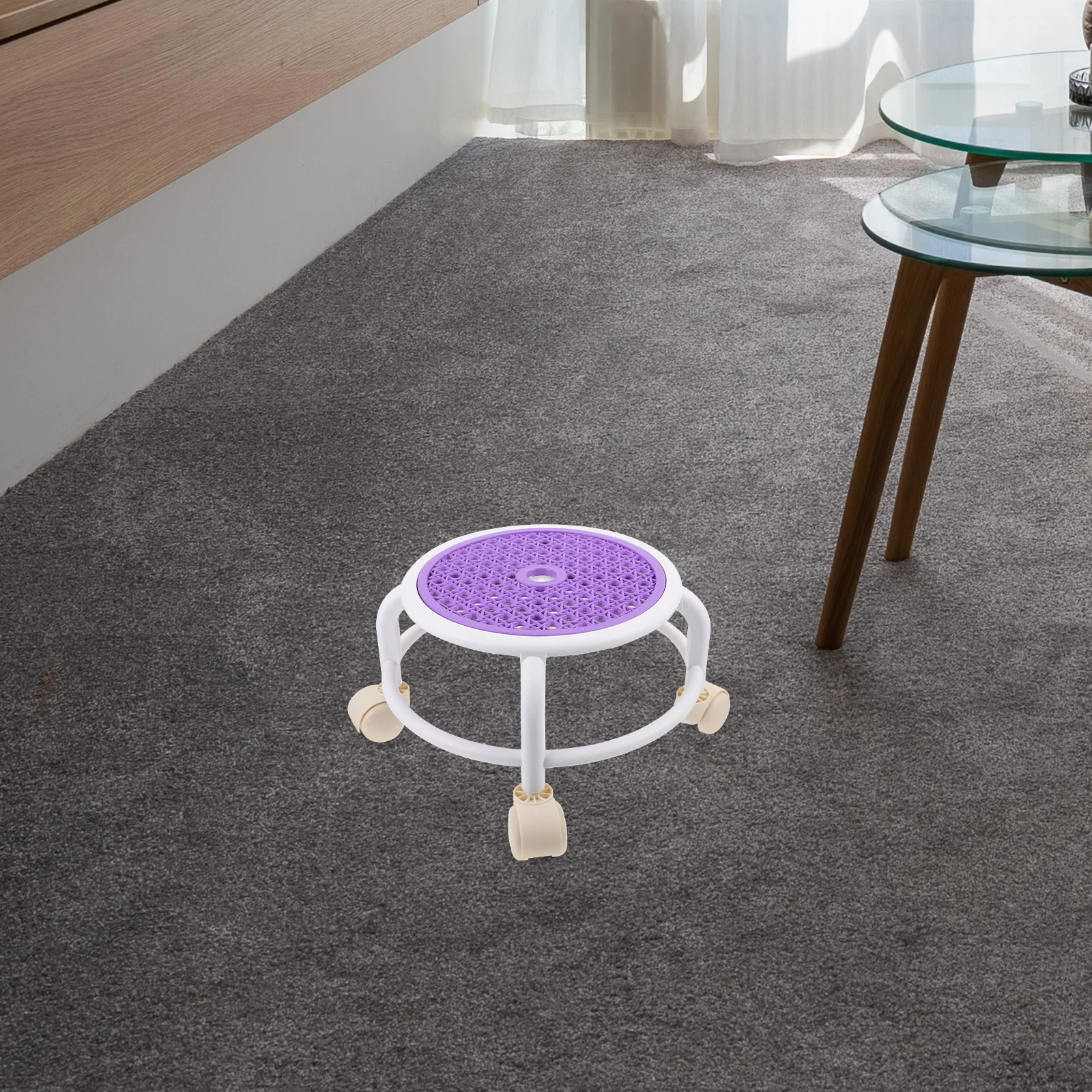 

Swivel Rolling Stool Round Low Small Anti-Slip Footstool for Pedicure Under Desk Bathroom Step Stool Use Foot Rest Under Desk