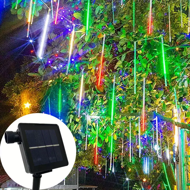 30/50 سنتيمتر في الهواء الطلق الشمسية LED النيزك دش ضوء سلسلة حديقة جو جارلاند الجنية أضواء حفل زفاف التخييم غرفة ديكور #5