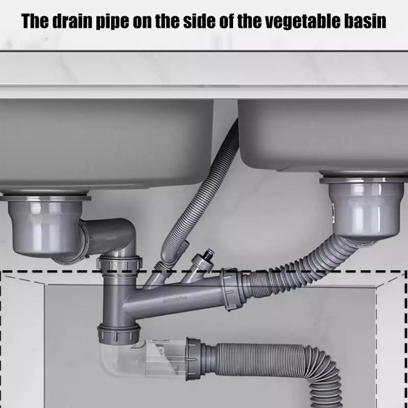 High Efficiency ABS Drain Pipe Accessories Supporting Both Single Double Bowl Configuration for Contemporary Kitchens