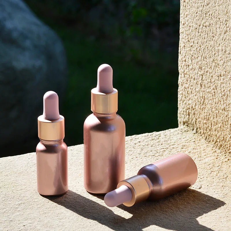 Hurtownia szklanych rurek z zakraplaczem Butelka z płynem do aromaterapii do olejków eterycznych Pipeta do masażu Różowe złoto 10-50ML Butelki wielokrotnego napełniania
