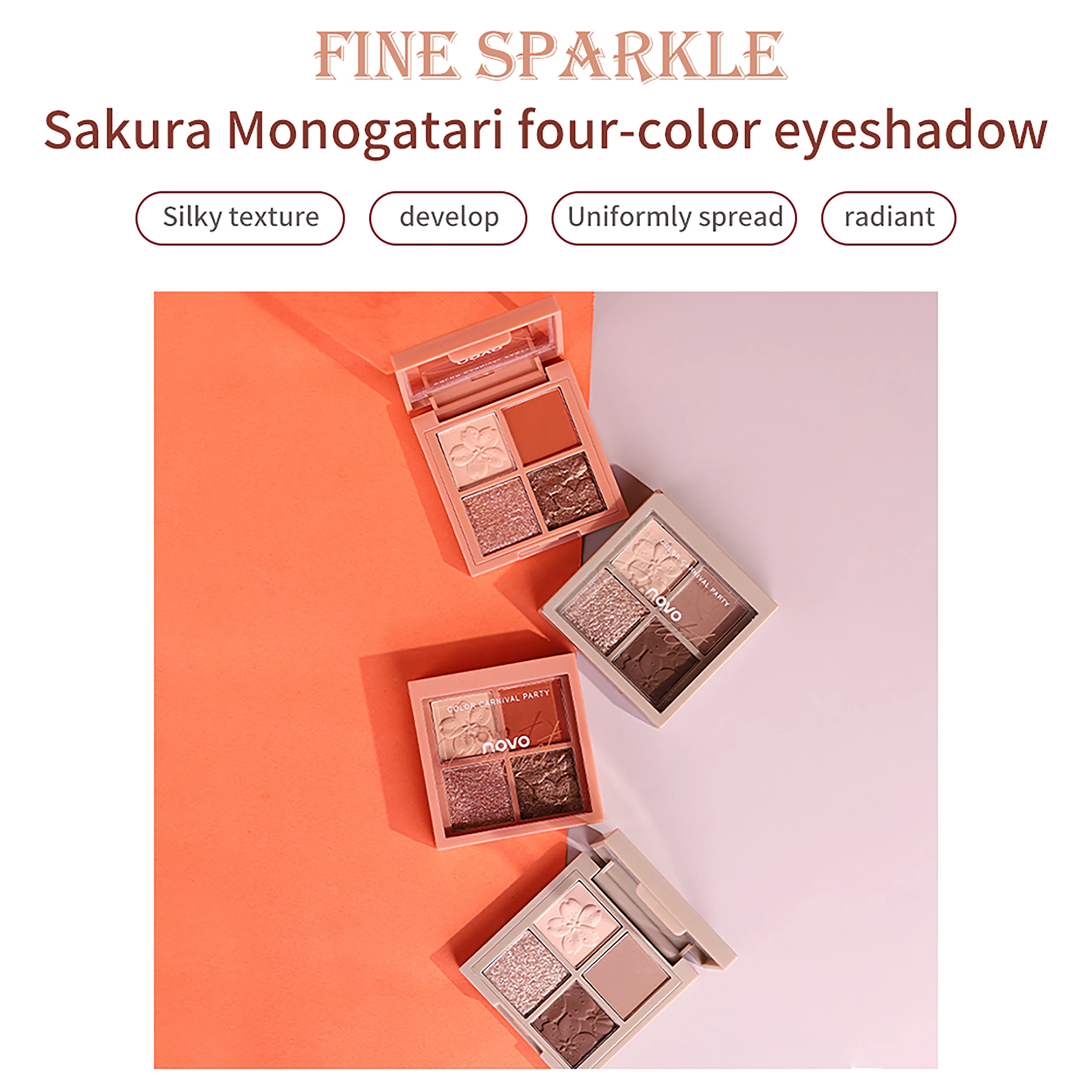 พาเลทอายแชโดว์สี่เฉดสีเนื้อแมทท์ ผสมกลิตเตอร์ประกายละเอียดและโทนสีเอิร์ธโทนประกายมุก