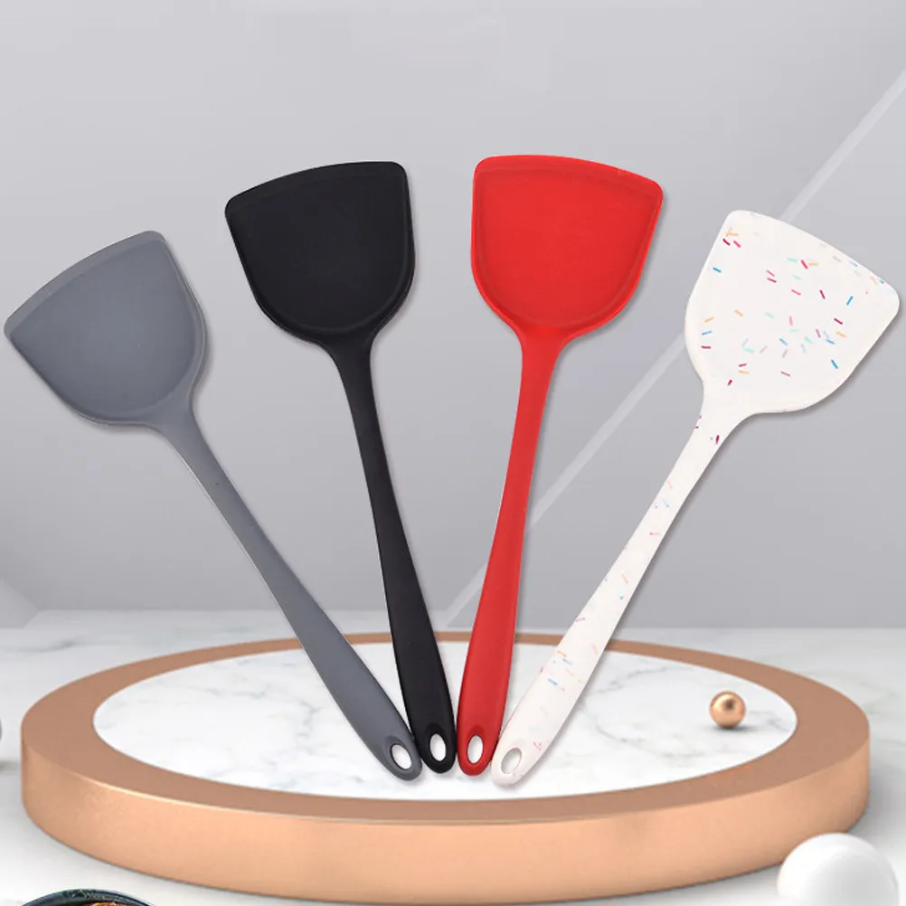 Non-Slip Silicone Pan Spatula Heat Resistant Long Handle Kitchen Cooking Shovel Wok Spatula Non-Stick Cooking Utensil for Daily view 6