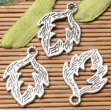 

20pcs 24*18mm fashion allpy accessories antiqued silver leaf design HWEF2692 Charms for Jewelry Making