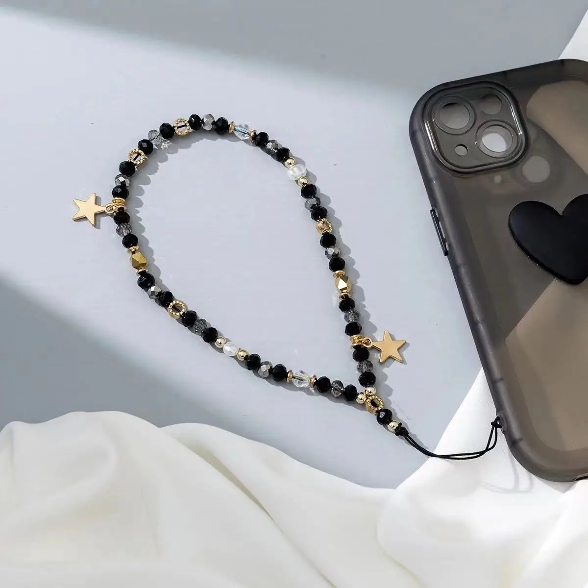 Star Pearl Beads Mobile Phone Charm Chain Women Cellphone Strap Anti-Lost Lanyard Hanging Cord Jewelry Bracelet Keychain Gift
