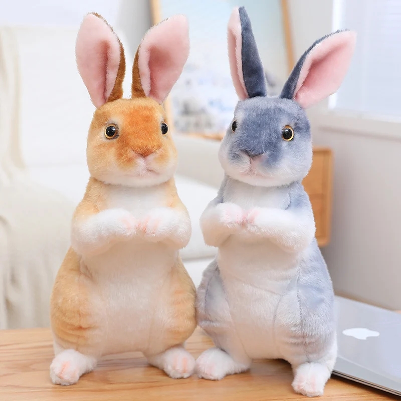 Simulation Kawaii Long Ears Realistic Rabbit Plush Toy Lifelike Animal Stuffed Doll Toys for Kids Girls Birthday Gift Room Decor