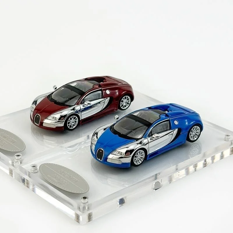 Modelo de Auto de Aleación Bugatti Veyron Mortal 164, Dos Tonos, Plateado Azul, Modelo de Vehículo Coleccionable de Alta Calidad