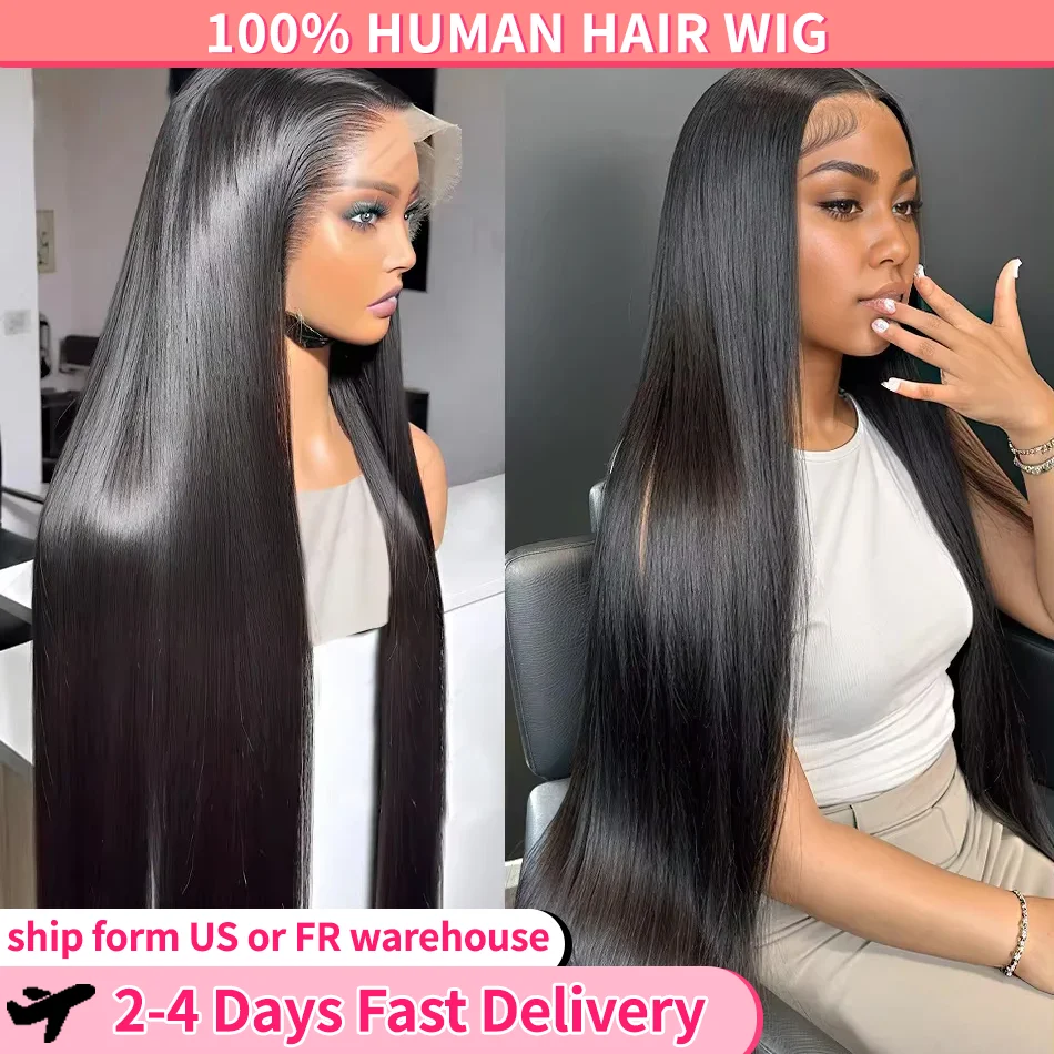 Human Hair Wigs Lace Front Pre Plucked HD 4X4 Lace Closure Wig For Women 13x4 13x6 Lace Frontal Wig Indian Remy 180 Density
