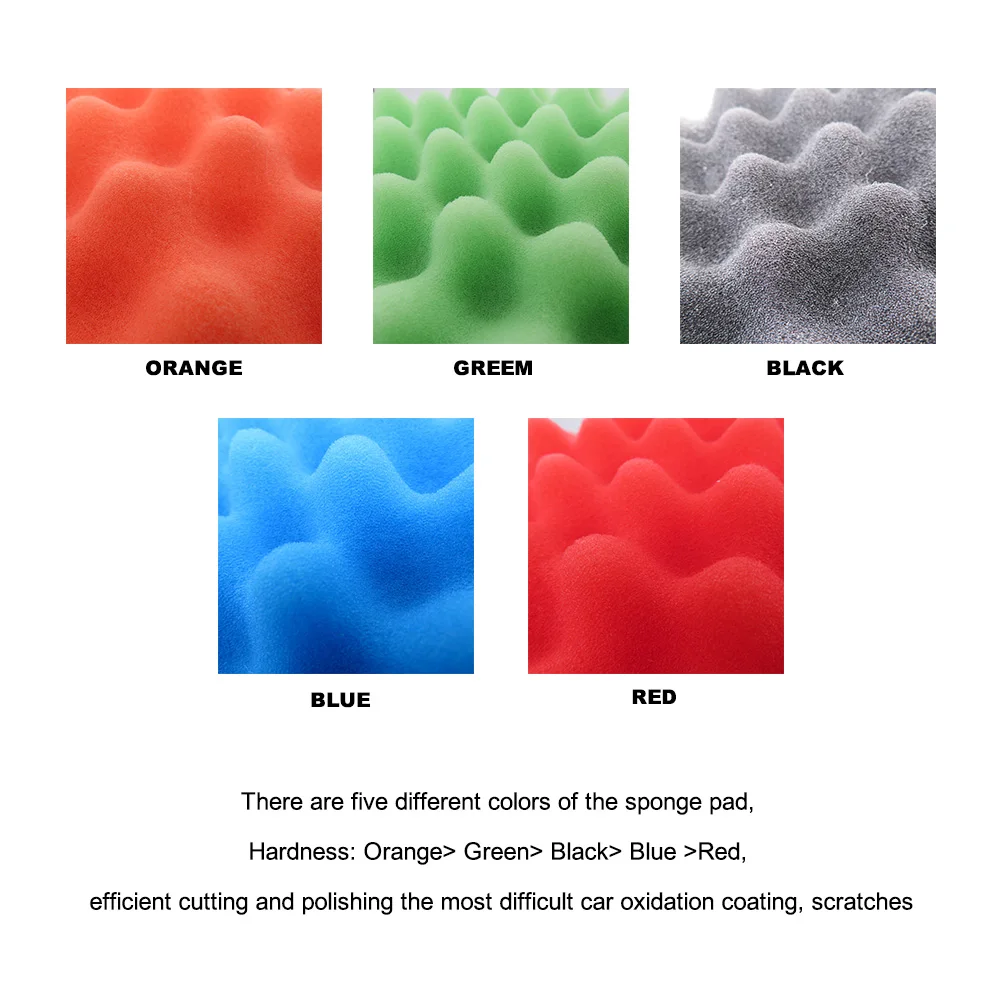 19 Pcs 6 Inch Sponge Sandpaper With Sanding Pad Set With Cloths Wave Sponges  (400-2000Grit M14 Sanding Pad M14 Rod for Sanding
