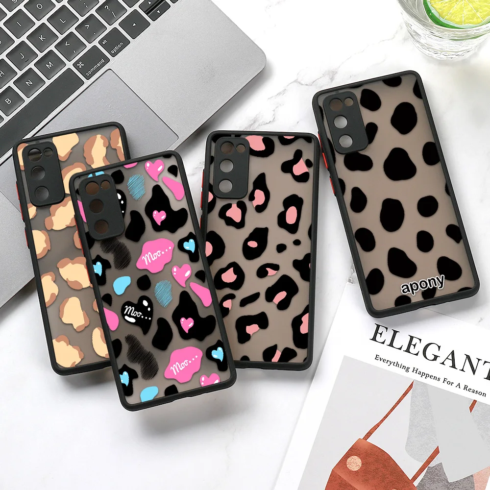 Leopard Shockproof Case For Samsung A54 5G A53 A52 A34 A33 A32 A55 A35 A13 A05 S24 Ultra S23 FE S22 Plus S21 FE S20 Matte Cover