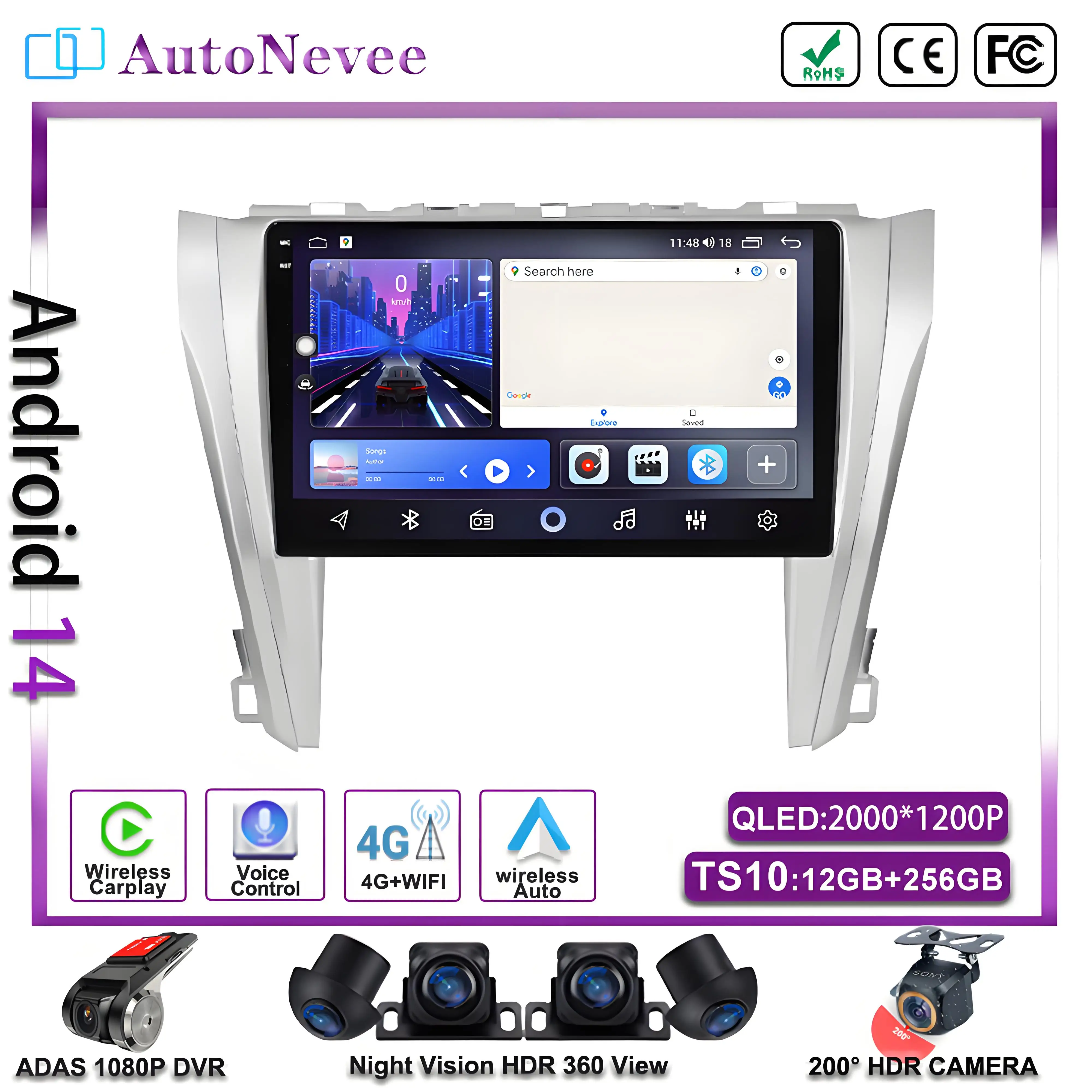 

Android 14 Carplay For Toyota Camry 7 XV 50 55 2011-2014 Car Radio NO 2DIN Multimedia Player Auto GPS Navigation Head Unit DVD