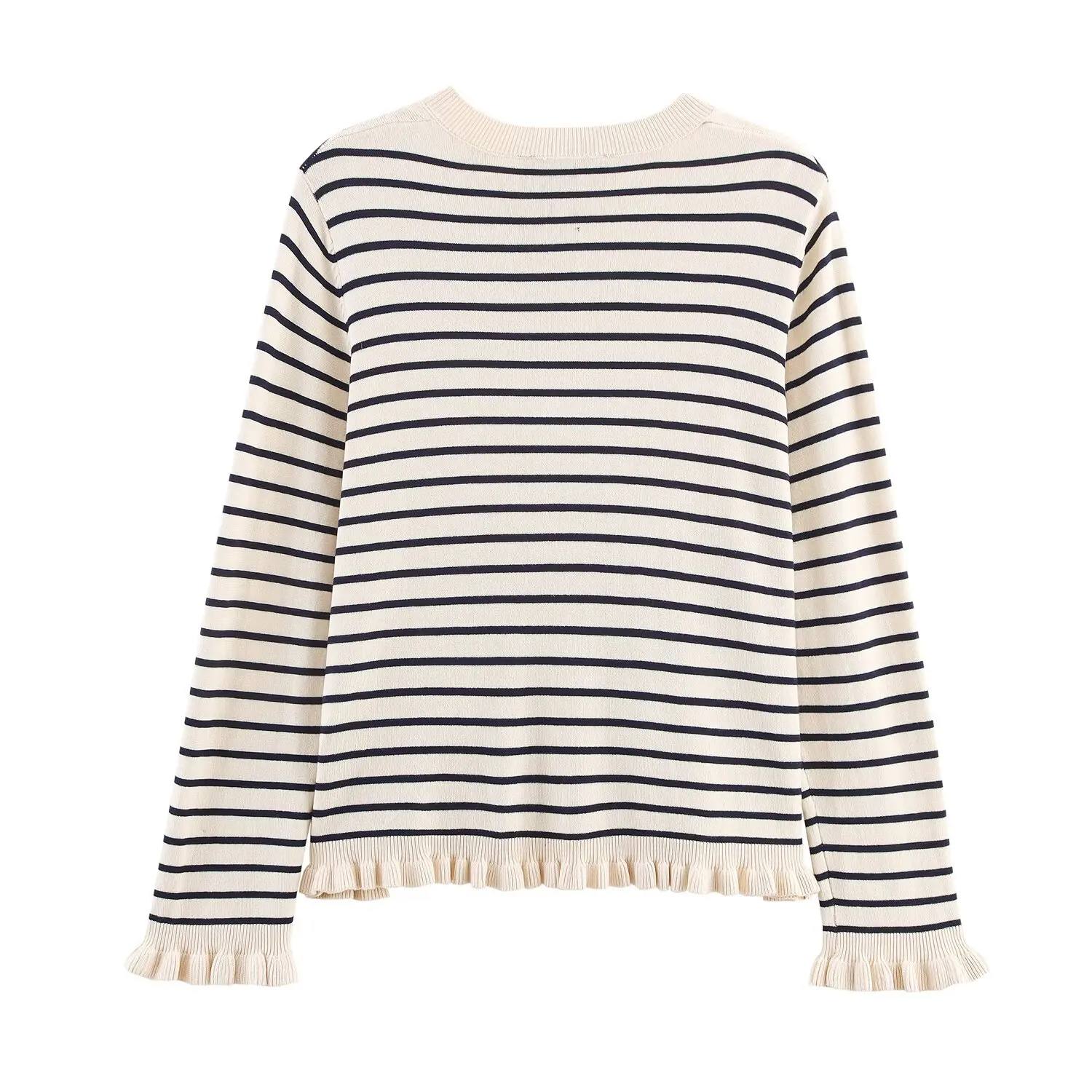 Damski sweter jesienny 2025 Nowa moda Elastyczny, dopasowany sweter w paski Damski elegancki sweter rozpinany w stylu streetwear dla młodych kobiet na jesień