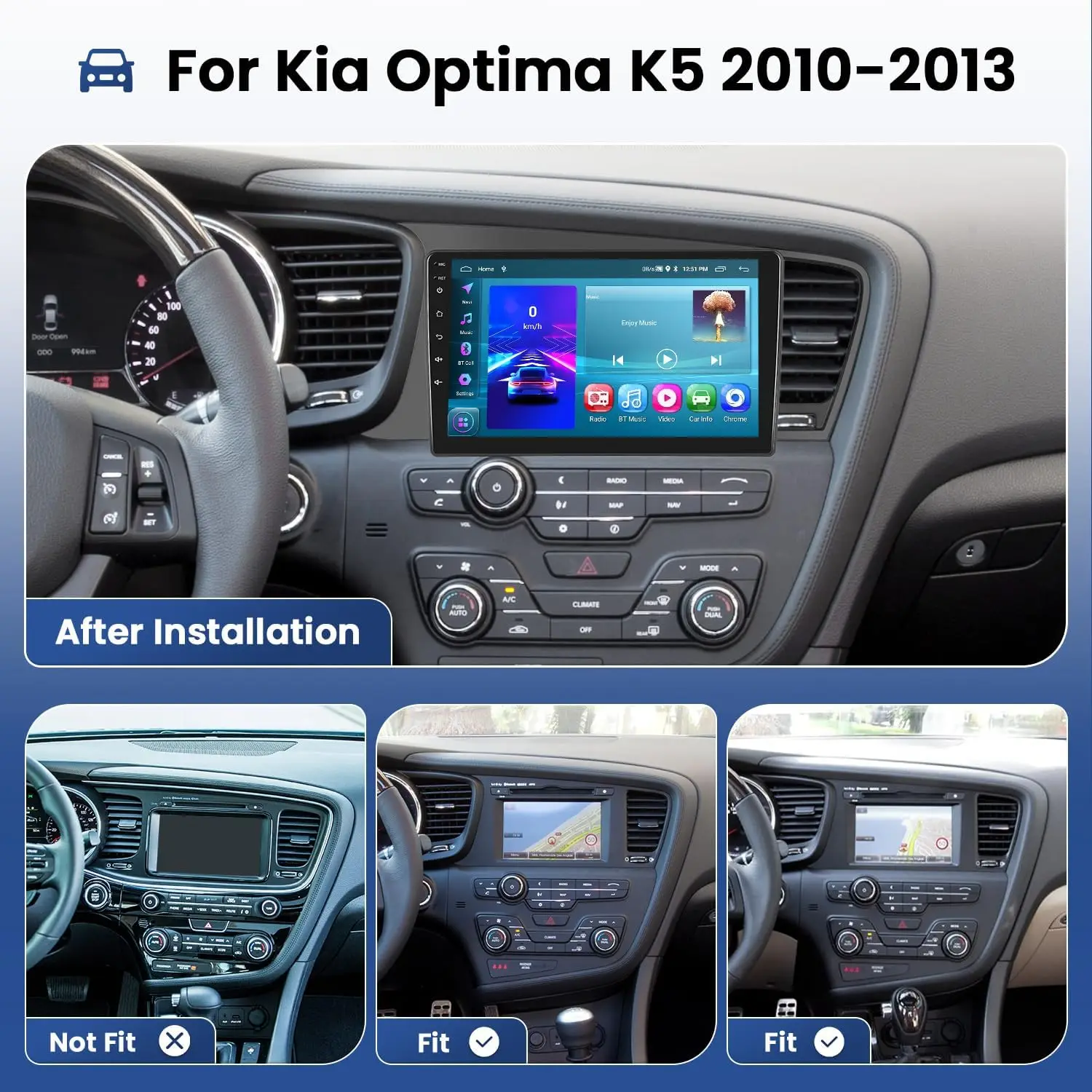 Android 13 Car Radio For Kia Optima 3 K5 TF T 2010 2011 2012 2013 2014 2015 Navigation GPS Multimedia Player Stereo WiFi+4G DSP