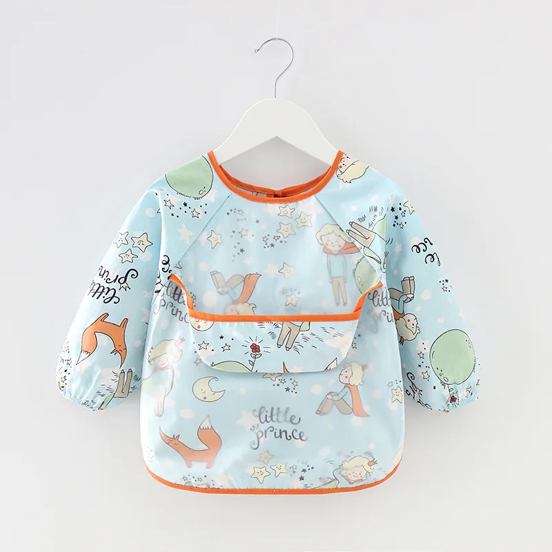 Baby Bibs Cloth Waterproof Dining Clothes Long Sleeve Apron Children Feeding Smock Burp Reverse Dressing Painting Protect