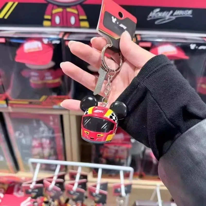 Disney Genuine Mickey Mouse F1 Series Helmet Pendant Cute Cartoon Racing Keychain Hanging Ornament Collection For gifts view 5