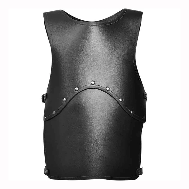 Medieval Steampunk PU Leather Vest Armor Viking Knight Cosplay Costume Gothic Vintage Body Chest Belt Armour Cuirass Breastplate