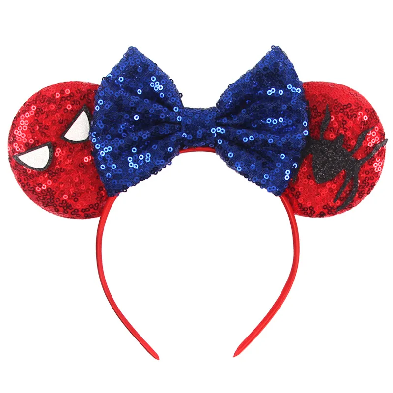 Disney Park Mickey Mouse Ear Headband Amusement Park Hair Hoop Fireworks Sequin Mesh Party Headwear Girl Toy Birthday