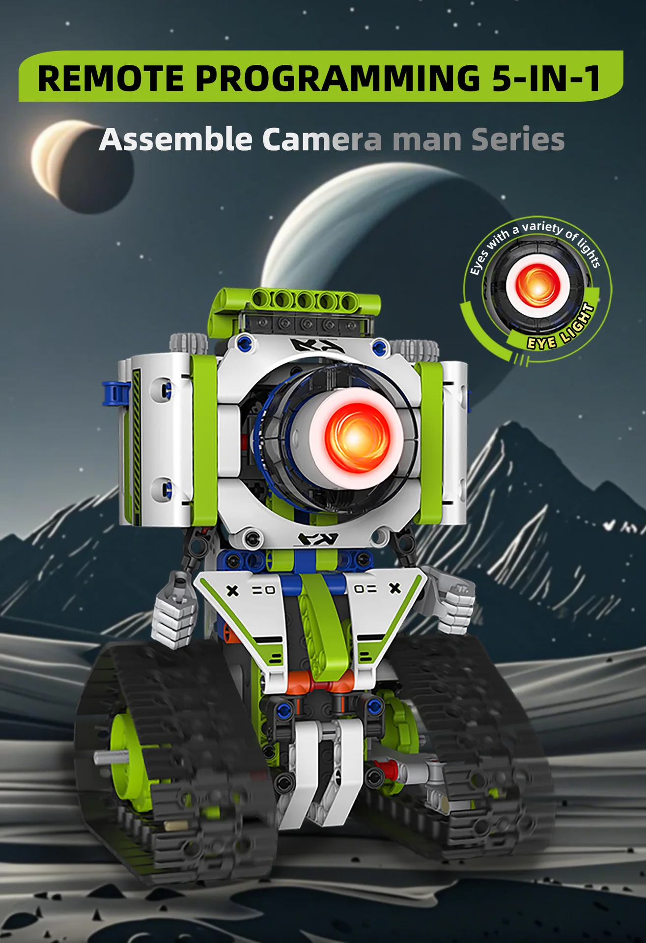 K96158 337PCS 5-in-1 Electric Remote Control Programmable Robot STEM Educational Coding Toy with Digital Display