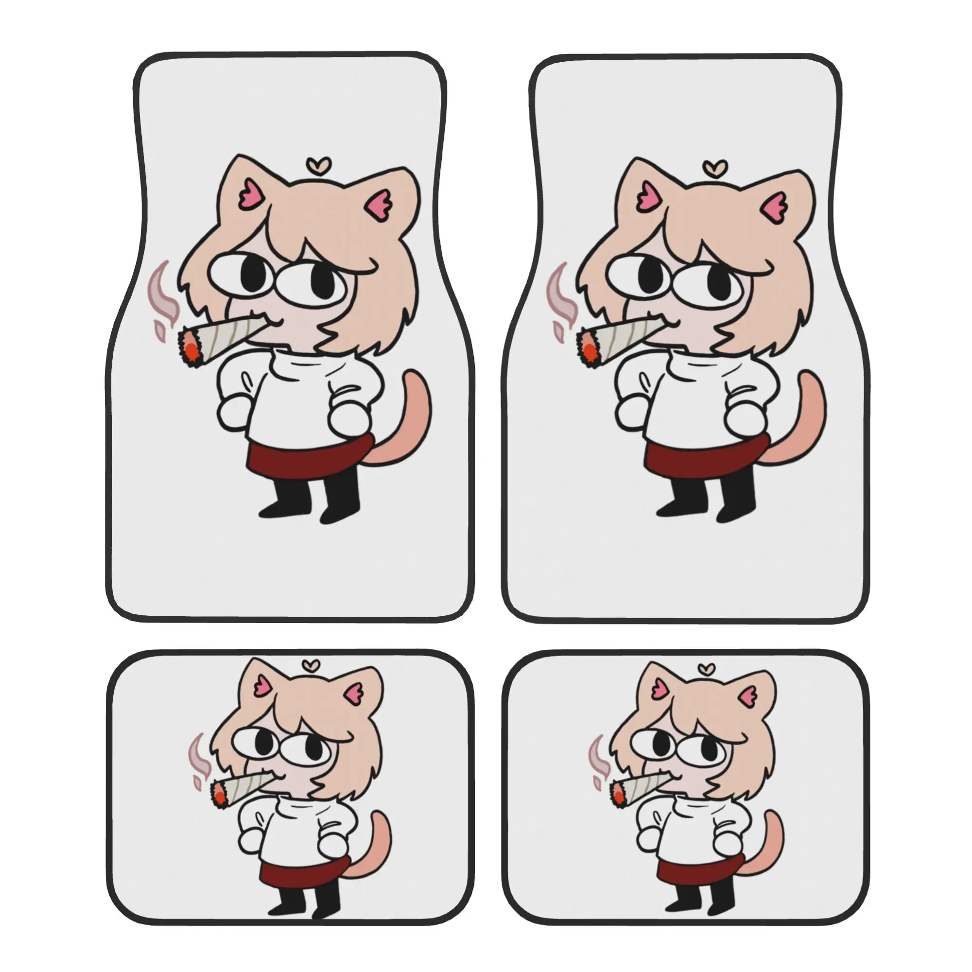 

Crystal Velvet Car Floor Mats 4 Pcs Non-Slip Carpets Rugs Neco Arc Animated Cat Universal Car Front Rear Carpets Foot Mats