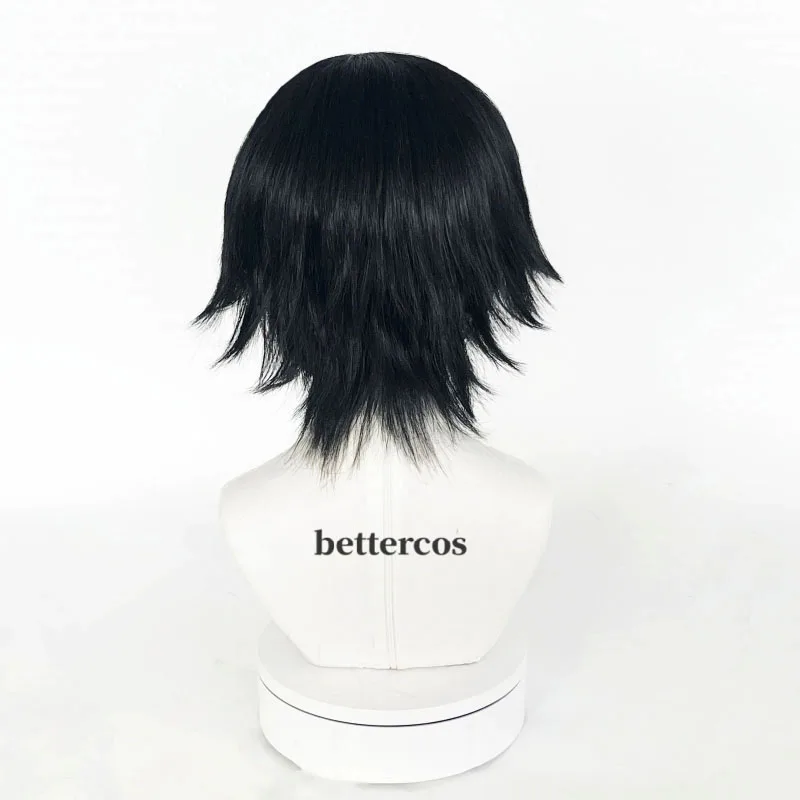 Chrollo Lucilfer Cosplay Wigs Amine HUNTER×HUNTER 30cm Black Wig Heat Resistant Synthetic Hair Halloween Party Wigs + Wig Cap