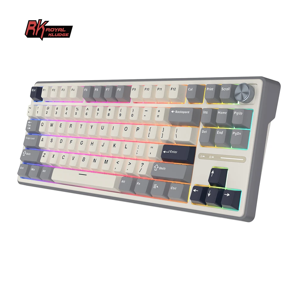 RK Royal Kludge R87Pro Gasket Mechanical Keyboard 87% RGB Backlit Hot-swappable Wired Gamer Keyboard with Knob MDA PBT Keycaps