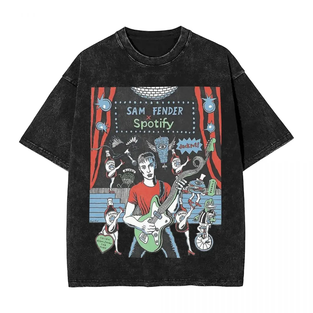 

Washed T Shirts Sam Fenders Hip Hop Retro T-Shirts Oversize Streetwear Short Sleeve Graphic Printed Tops Tees Men Women