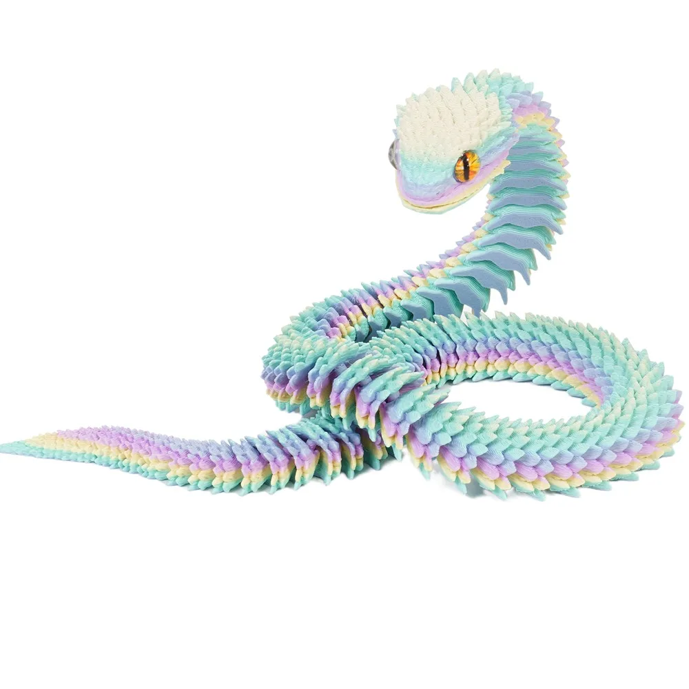 Realistic 3D Printed Snake Toy Multicolor Rotatable Simulated Snake Ornament PLA 30/45/60cm Animal Simulation Model Halloween