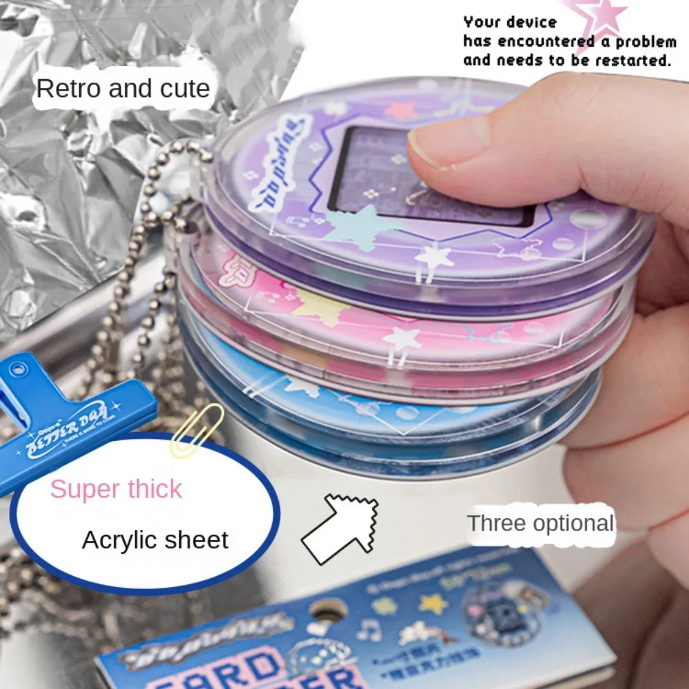 ID Card Holder 1 Inch Retro Photocard Holder Keychain Acrylic Card Display Case Cartoon Star Chic Family Picture Cover Girl Gift