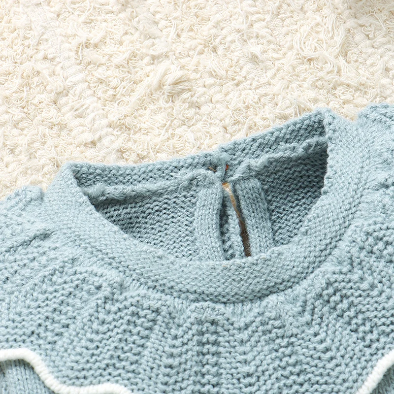 Baby Rompers Knitting for Newborn Infant Girls One Piece Jumpsuits Outfits 0-9m Casual Blue Outwear Toddler Children's Playsuits 2