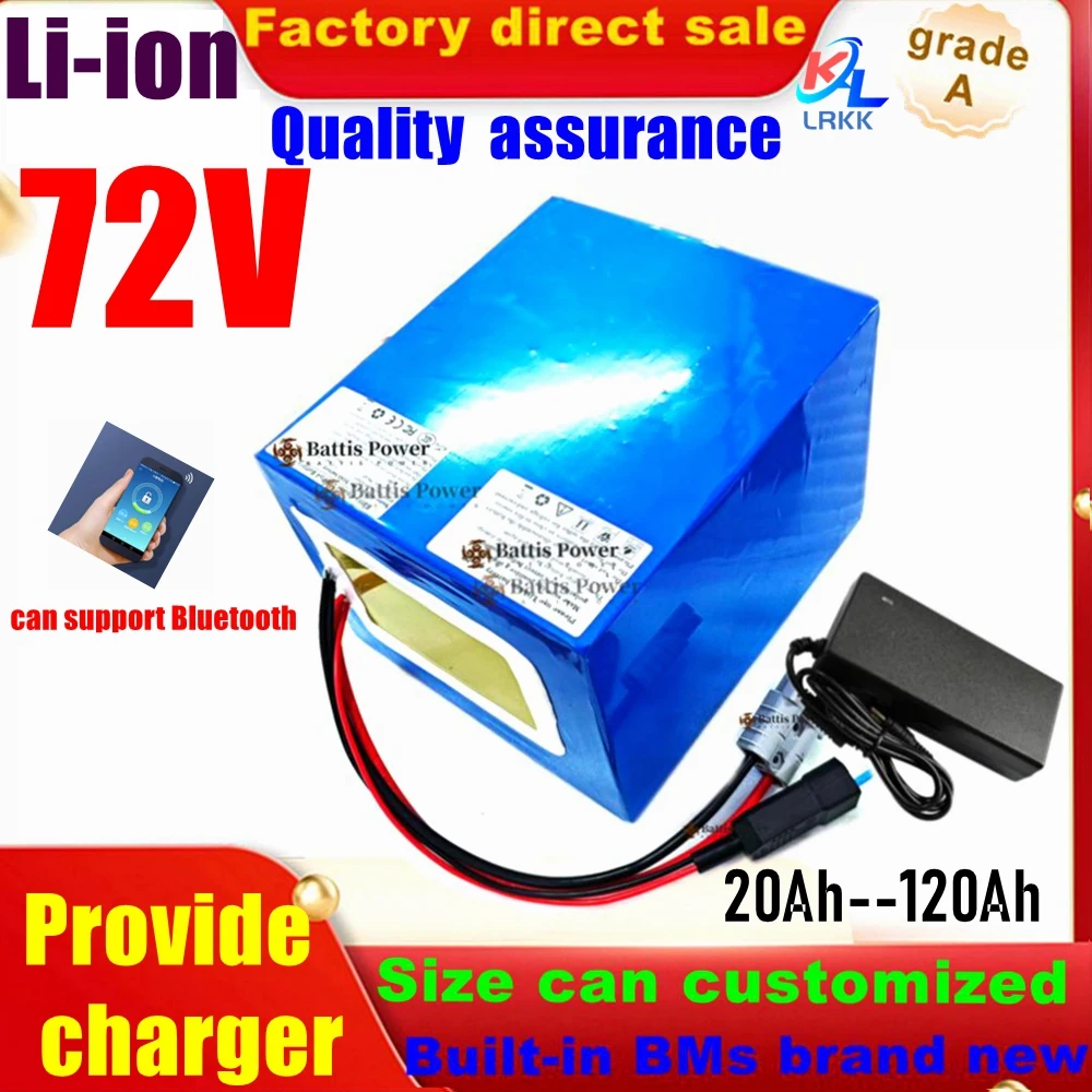 72v 40Ah 50Ah 60Ah 70Ah 80Ah 100Ah lithium ion battery with bluetooth BMS for 5000W scooter Motorcycle Forklift Crane truck