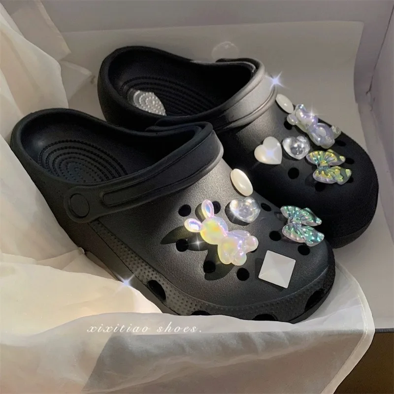 10PCS Shoe Charm DIY Crystal Rhinestone Rabbit Shoe Decoration Buckle for Hole Shoes Accessories Kids Party Woman Girls Gift image 3