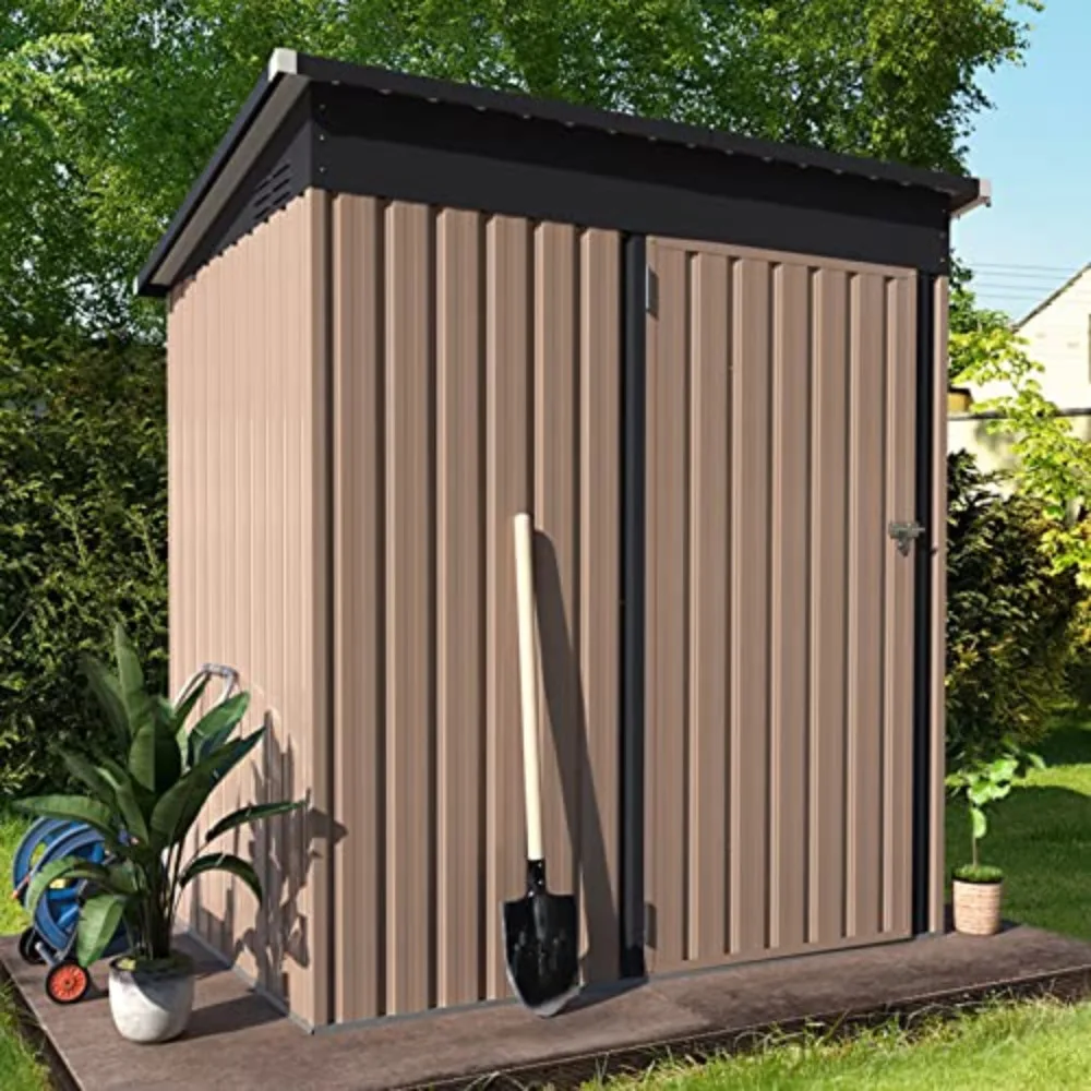 

5'x 3'Outdoor Storage Shed, Small Metal Shed (16.6 Sq.Ft Land) with Design of Lockable Door, Utility and Tool Storage for Garden