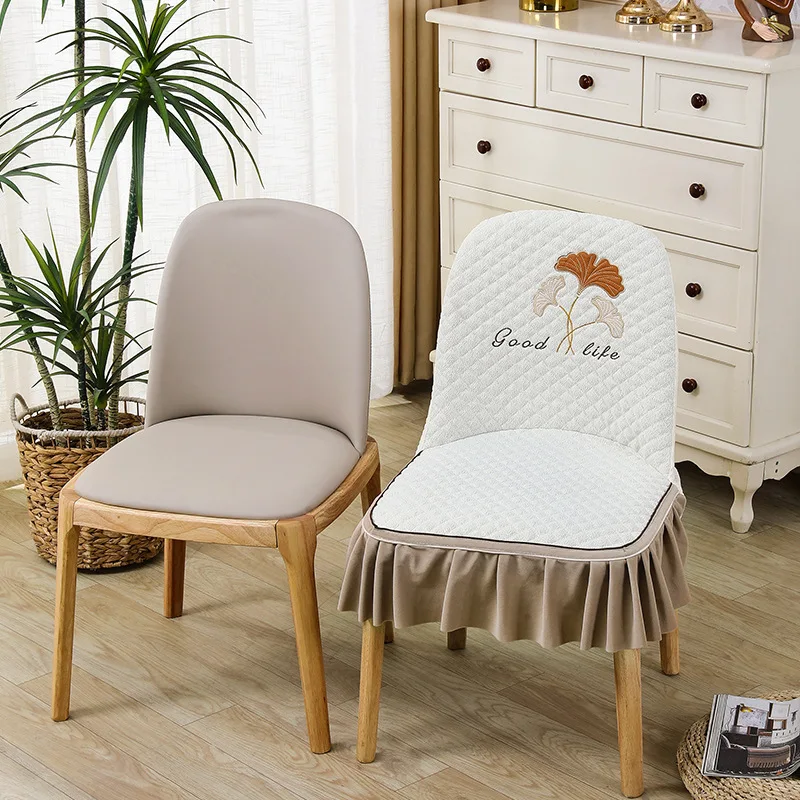 Curved Low Backrest Chair Cover Table Seat Cushion Elastic Seat Cover Protective Cover Full Skirt Stool Case Home Decoration