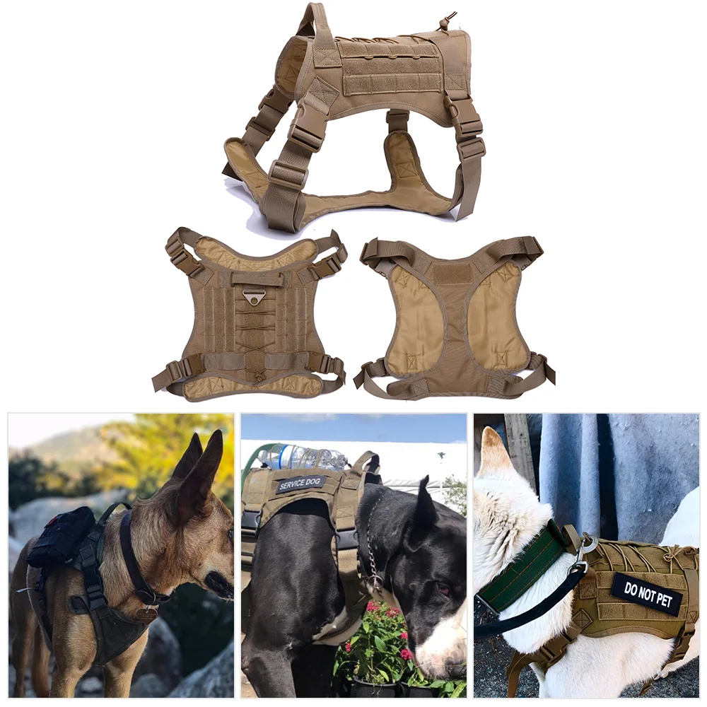 Large Dog K9 Harness Leash Set Pet Military Tactical Dog Harness Training Adjustable Breathable Molle Vest All Breeds Dogs