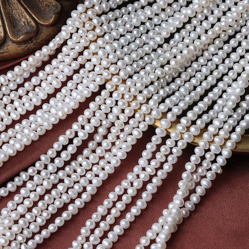 4-4.5mm drill bit, natural freshwater pearl bare beads, DIY hand-beaded material, a strand approximately 37cm in length.