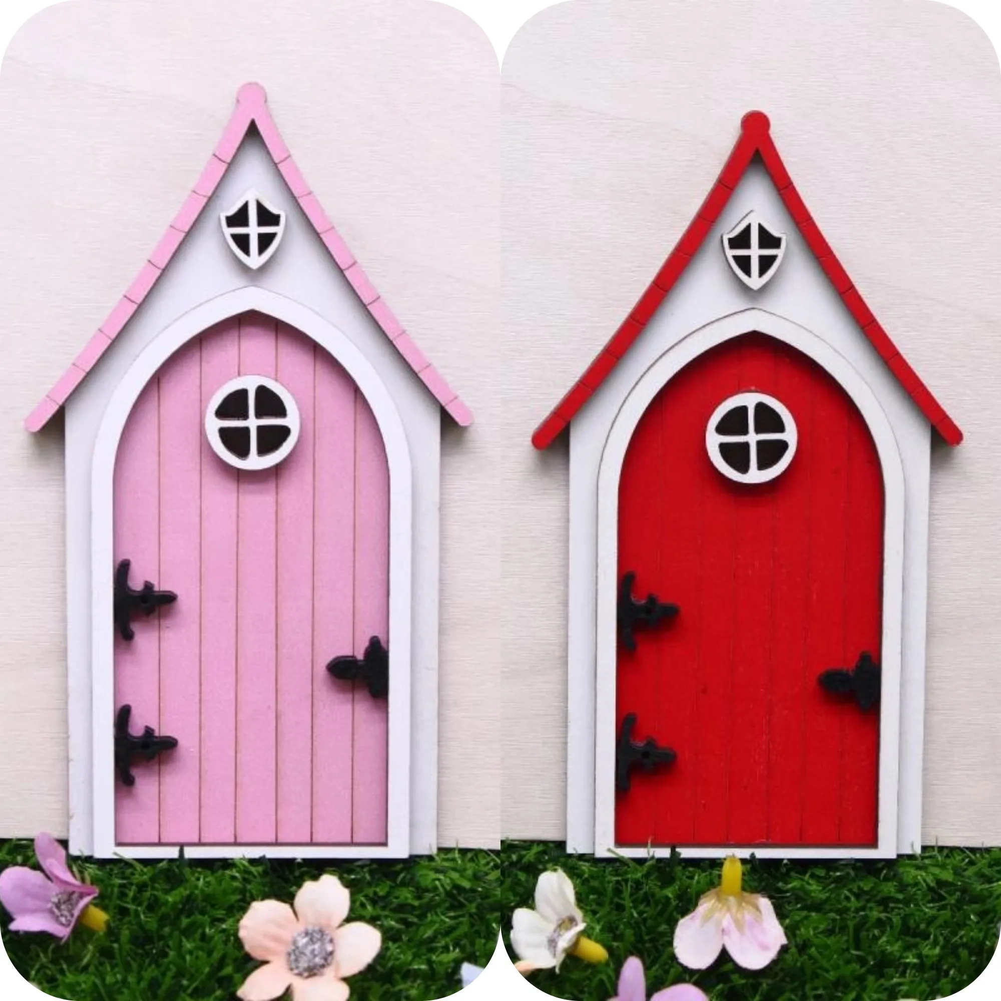 

14*8cm Dollhouse Mini Wooden Fairy Tale Door Dollhouse Decorative Door Model Miniature Garden Scene DIY Furniture Decoration