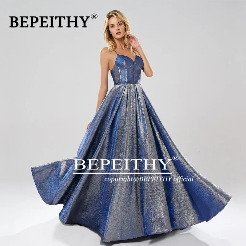 Bepeithy Een Lijn Sparkle Avondjurken Lange Partij Elegante Sweep Trein Glitter Party Prom Dress 2023 Vestidos De Ocasión Formale