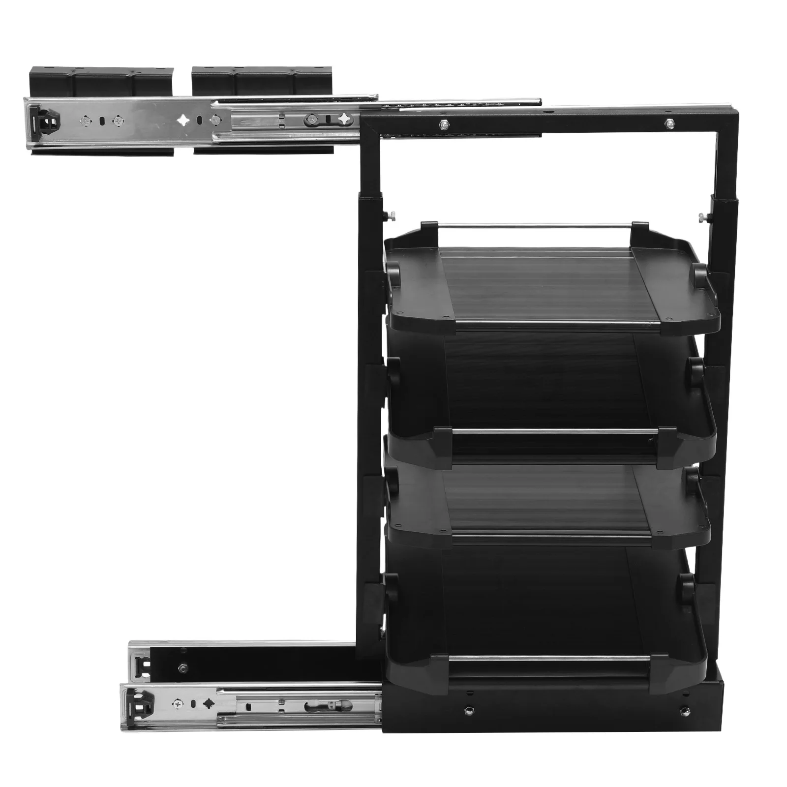 

4 Tier Pull-Out Vertical Shelf Organizer Adjustable Height Retractable Metal Shoe Rack for Small Bedroom Closet