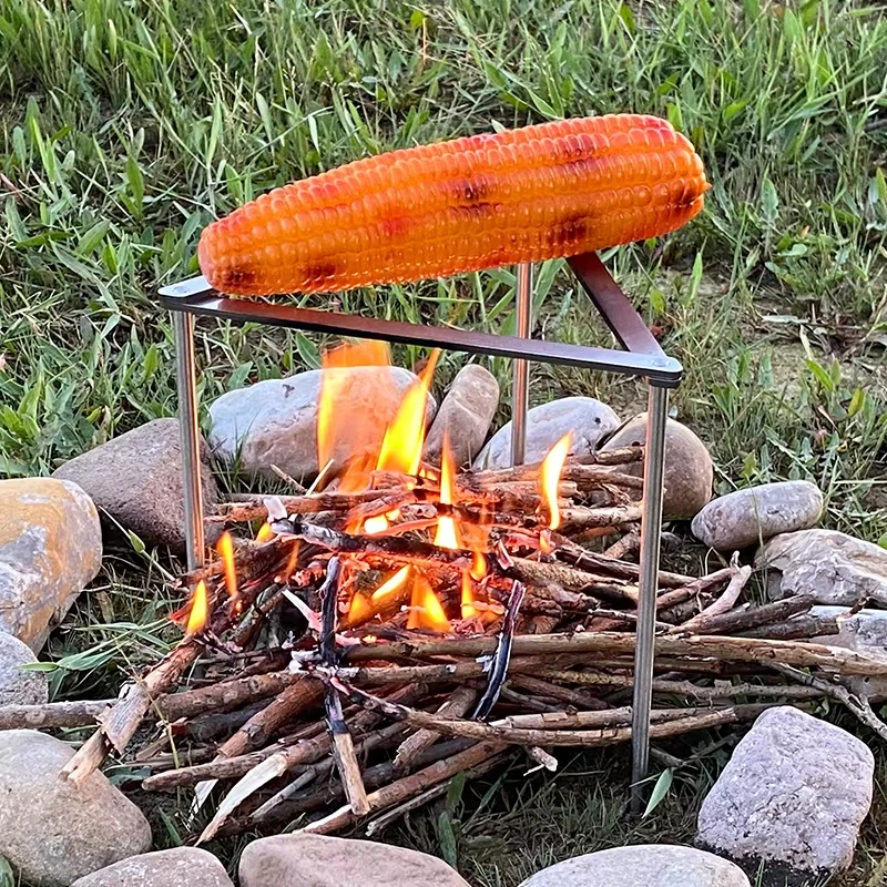 جديد التخييم رف أحواض الفولاذ المقاوم للصدأ في الهواء الطلق موقد رف المشي لمسافات طويلة النار حامل المحمولة مثلث وعاء BC حامل