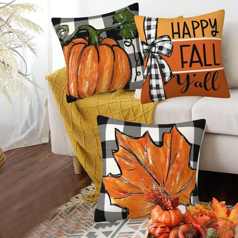 Decorations Throw Pillowcases Decorative Fall Pillowcases Set Of 4 Home Pumpkins Decor For Yard Garden Offices Home Cars Patio