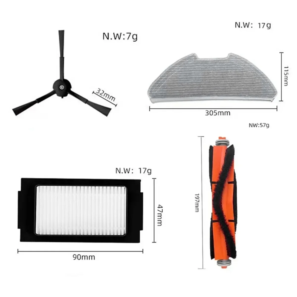 หุ่นยนต์ดูดฝุ่น MJSTS1มือโปร mjsts 2โปรหุ่นยนต์ดูดฝุ่นชิ้นส่วนตัวกรองผ้าซับแปรงถูพื้นด้านข้างหลักสำหรับหุ่นยนต์ดูดฝุ่น