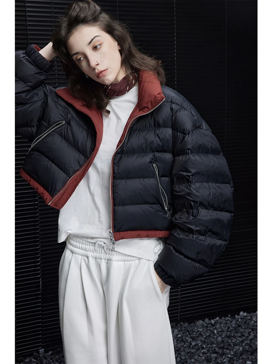 

Bla ort Stand Collar Women's down Jaet 2024 Winter New Sle Double Sided Wear High End Lazy Street Sle Du down