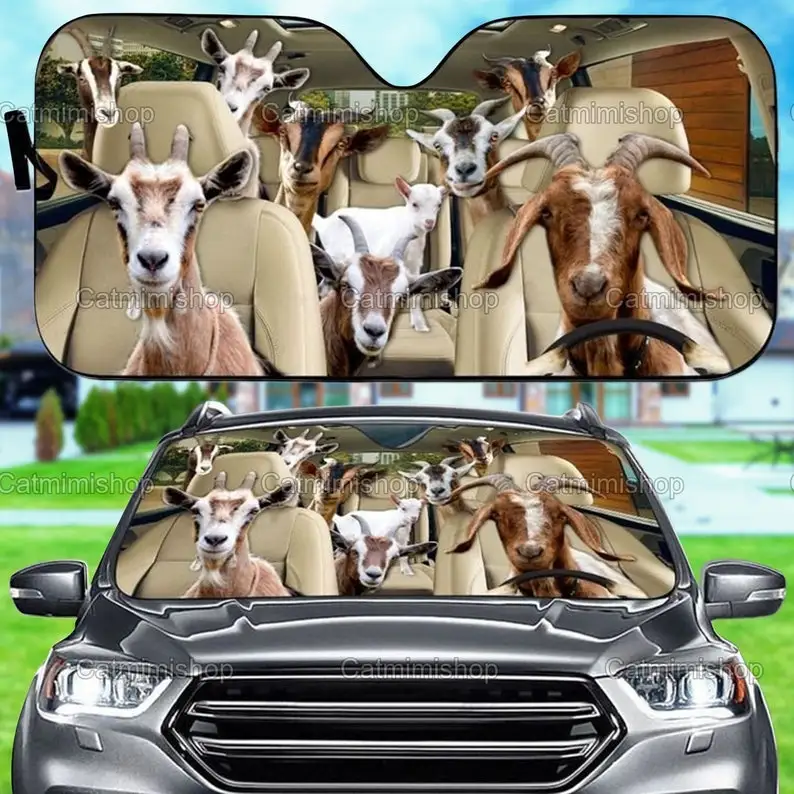 

Goat Family Car Sun Shade, Funny Goat Sun Shade, Goat Car Windshield, Windshield Sun Shade, Farm Car Sun Shade, New Car Gifts LN