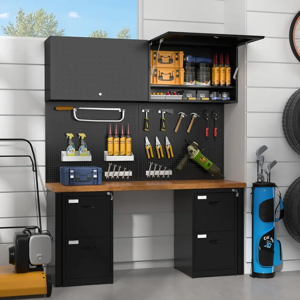 ตู้เก็บของติดผนังแบบแข็งแรงพร้อมชั้นวางปรับระดับได้สำหรับเครื่องมือชิ้นเล็กและโซลูชันการจัดเก็บแบบแขวน