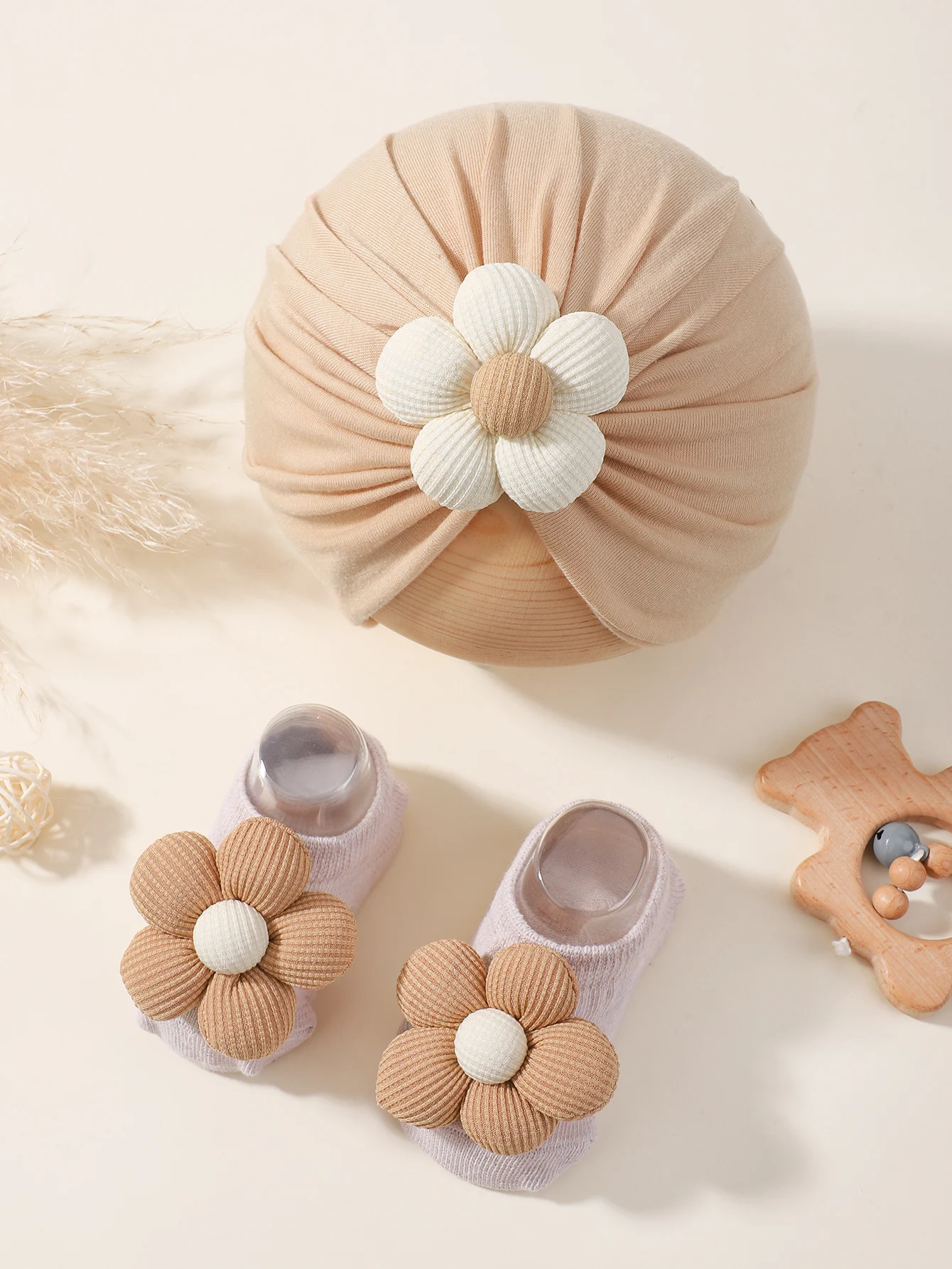 

Infant Toddler Non-Slip Breathable Short Socks Set with Lovely Cartoon Hair Bands for Newborn Baby Gift Photo Props 0-1Y