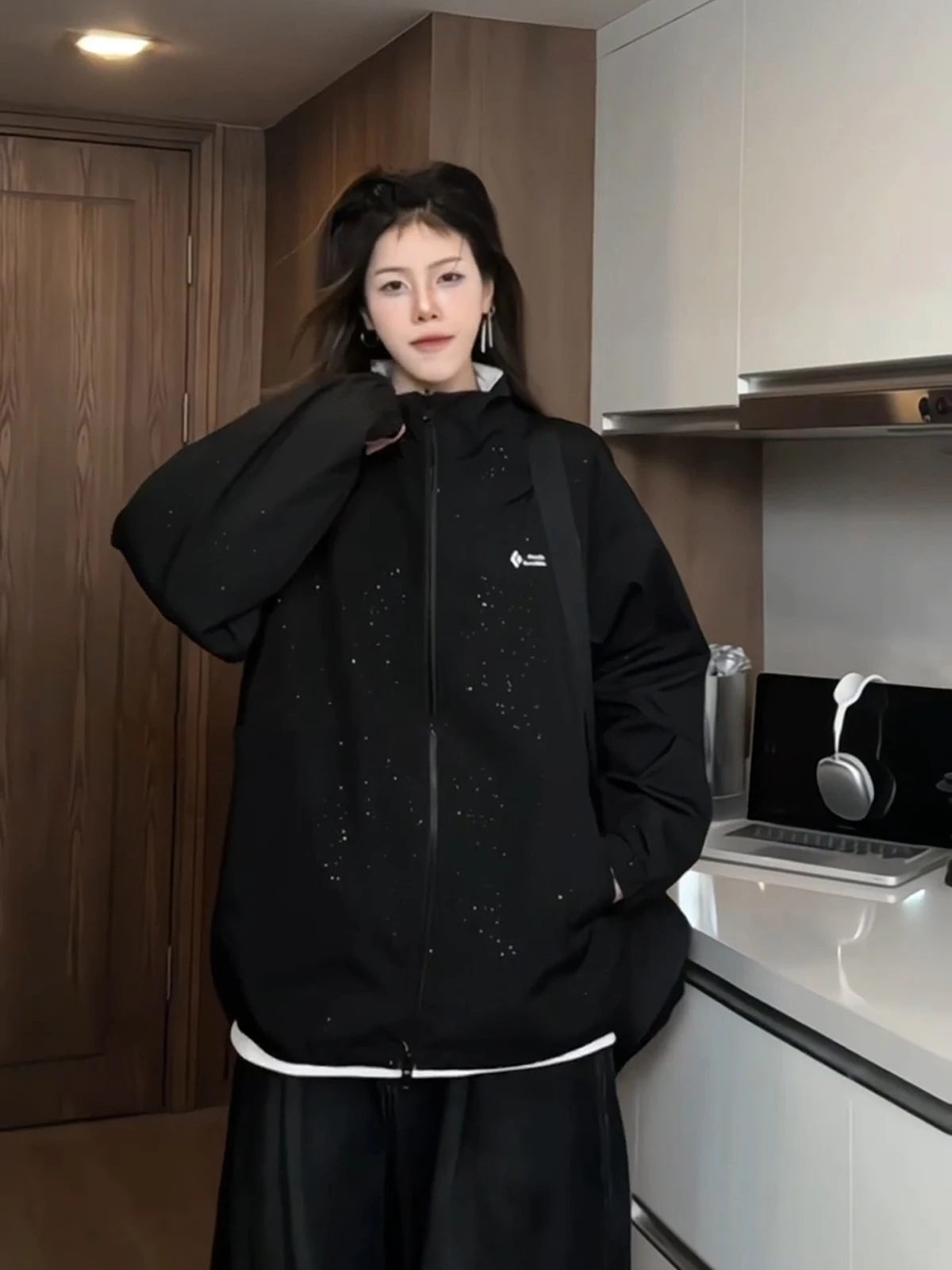 

Bla Double-Sided Men's Jaet Climbing Outdoor Tee-Resistant Spring Cleanfit Outerwear Polyester Loose Fit Long Sve Zi...