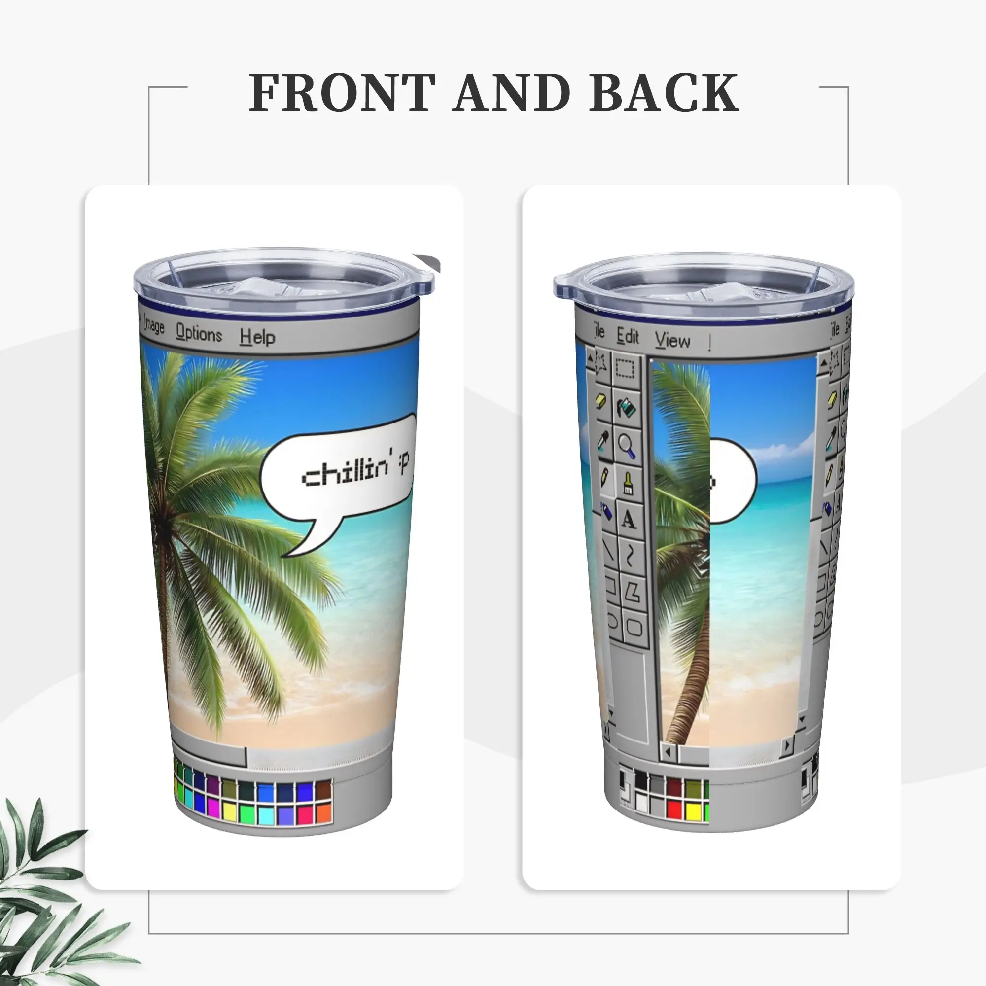 Frutiger Aero Computer Retro Digital Tumbler Vacuum Insulated  Coffee Cups Vacuum Flask Smoothie Tea Mug Hot Cold Drink, 20oz