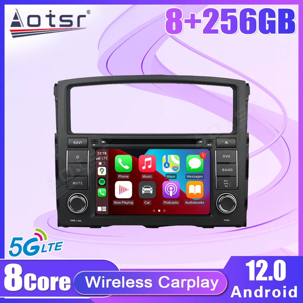 2 Din Android 12 Carplay Car Radio for Mitsubishi Pajero 2006-2012  Multimedia Video Player QLED screen GPS 5G LTE Stereo 8 core