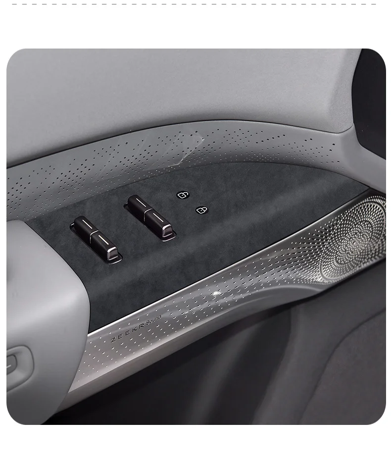 Super Suede Overlays On Car Window Control Panel for ZEEKR 7X 2025, Glass Switch Frame Protective Trim Soft Stickers Accessories