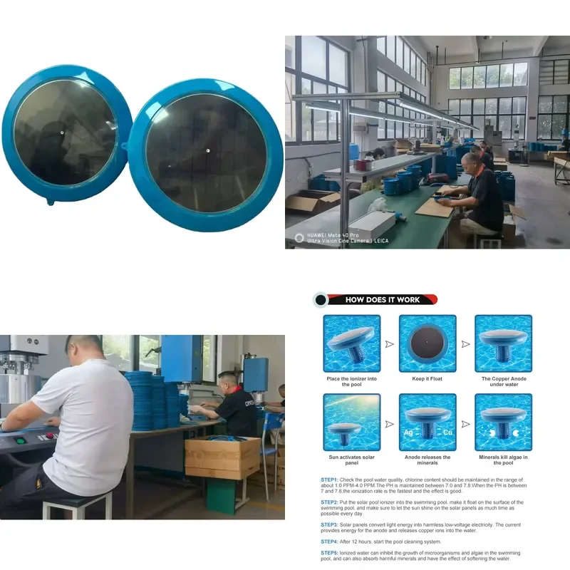 for  Pool Filter Stainless Steel  Blue Solar Ionizer Chlorine Reducing Algae Purifier
